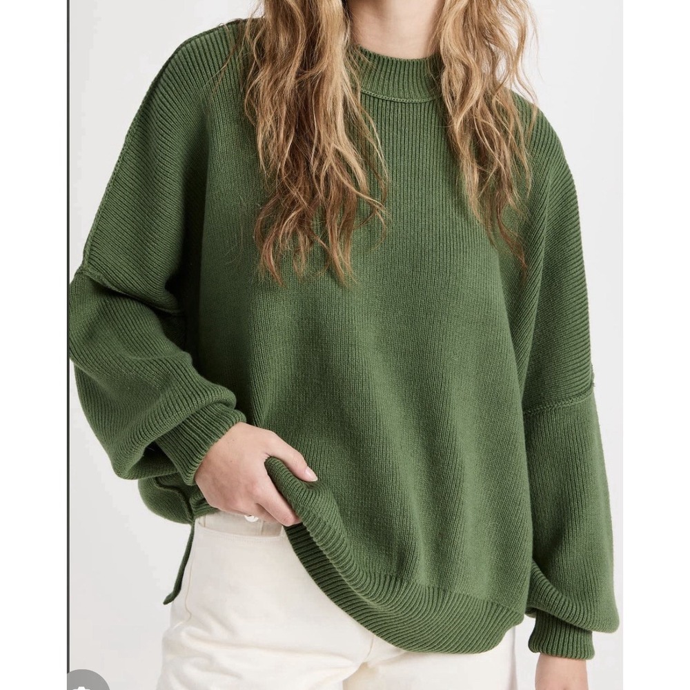 Free People Easy Street Green Oversized Sweater Tunic Size Small